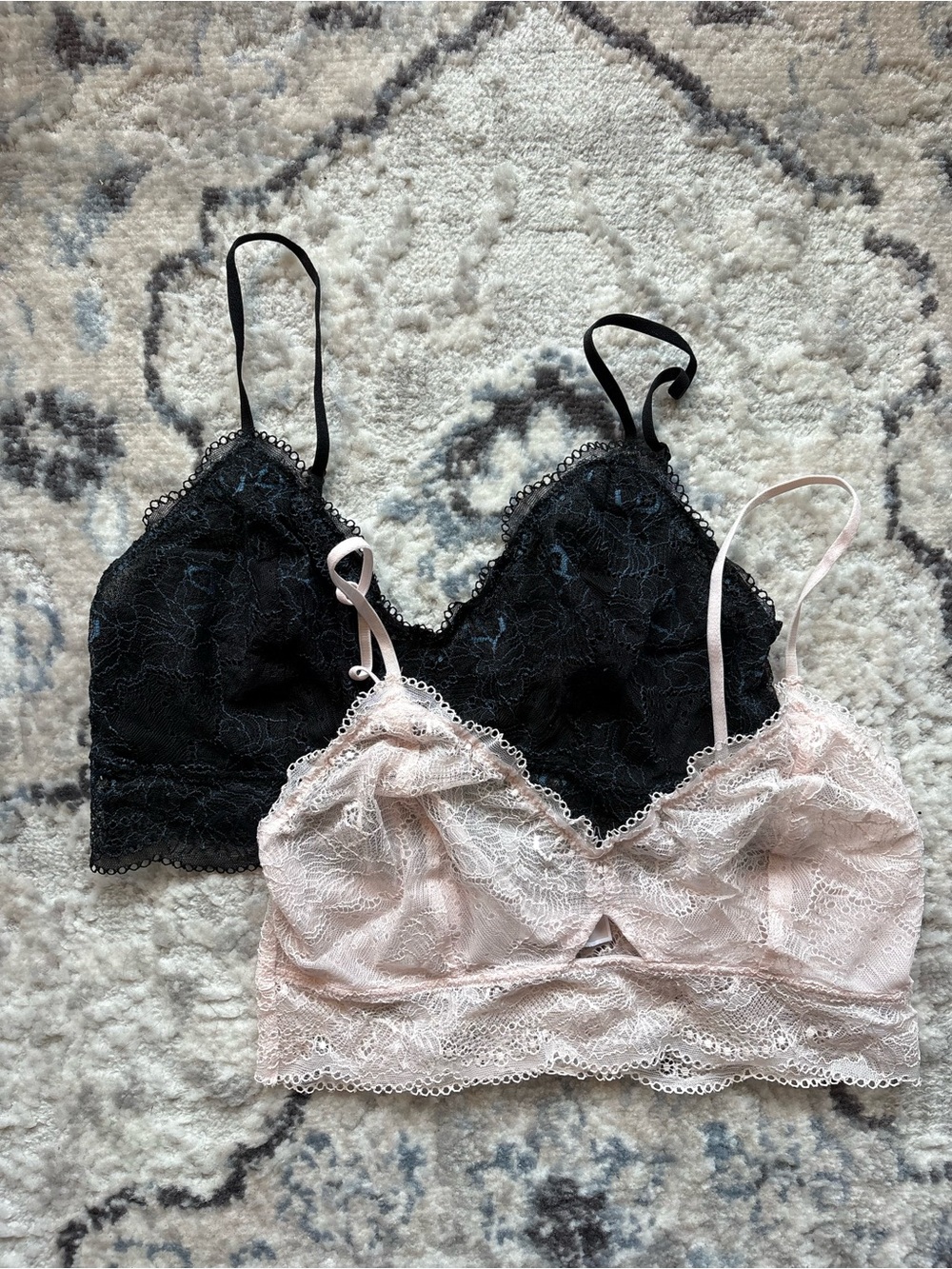 Chelsea28 Lace Bralette Duo in Black & Light Pink